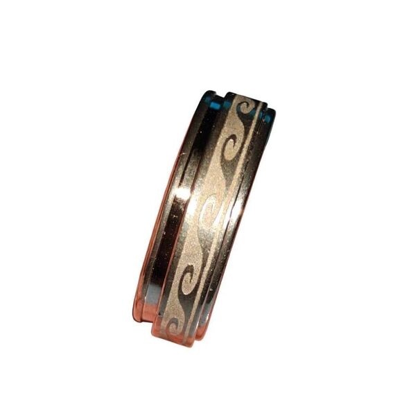 Silver Fidget Spinning Ring Ocean Engraved - Picture 3 of 3